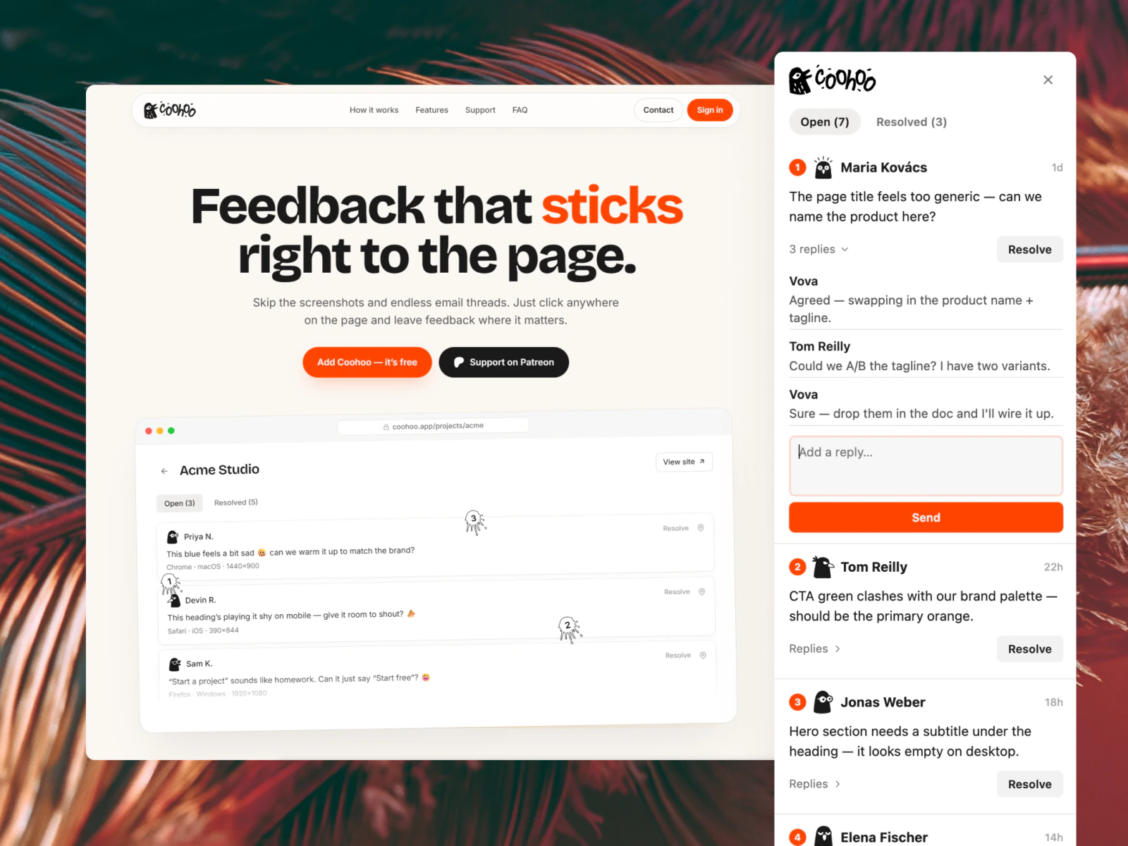 Coohoo — click-anywhere feedback tool for websites