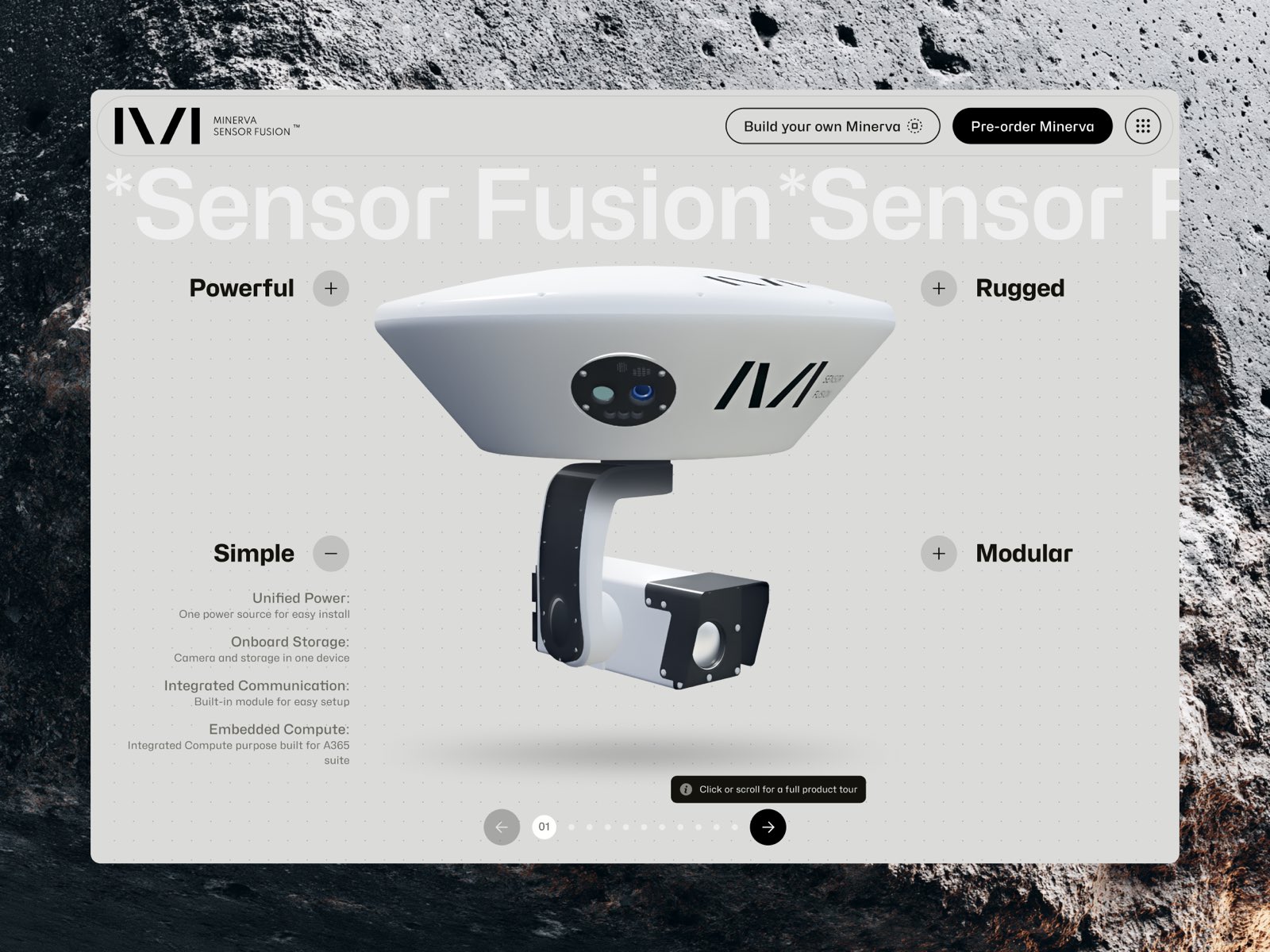 Minerva Sensor Fusion: industrial 360° camera product site