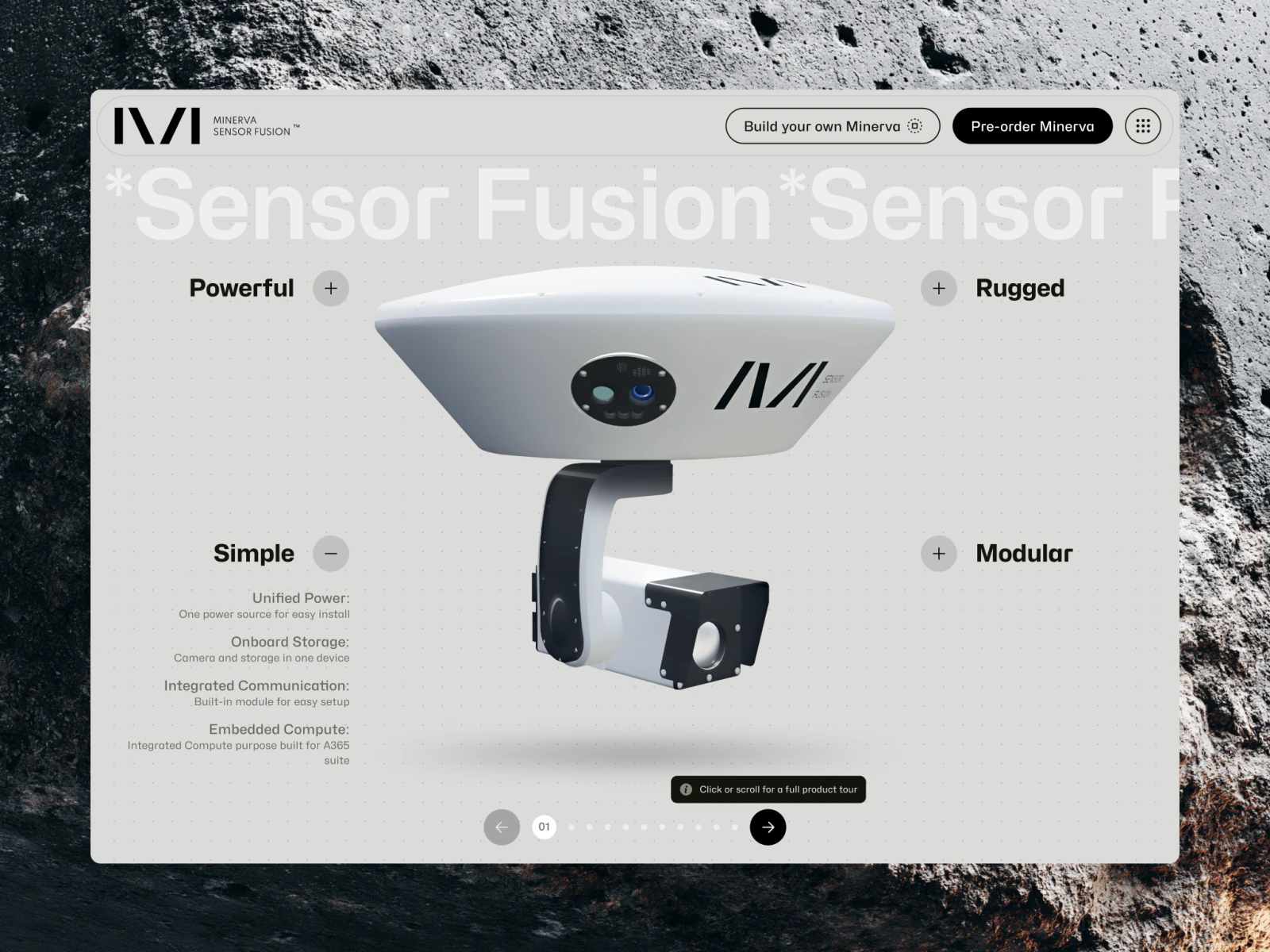 Minerva Sensor Fusion: industrial 360° camera product site